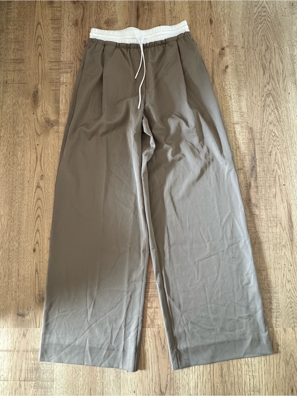 Oak + Fort Taupe Wide Leg Pants Contrast Waistband XS NWT - Picture 8 of 8